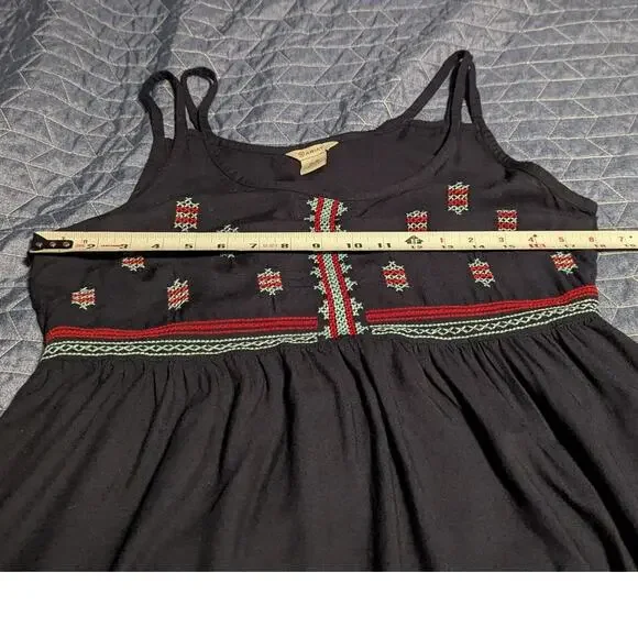Ariat Woman's Size M Navy Blue Rayon Embroidered Bodice Sundress Cowgirl - Picture 5 of 9
